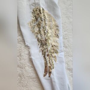 Venus White Sequin Angel Wing Jeans